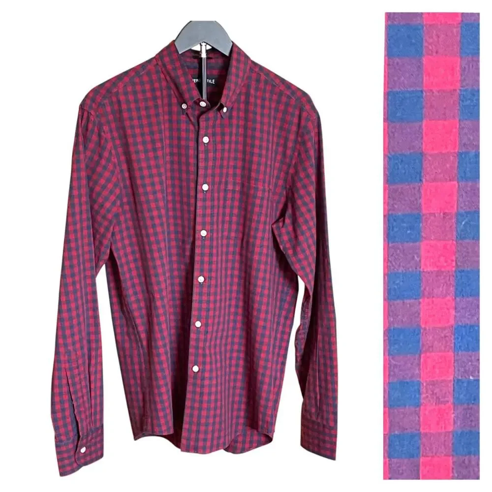 J‎ Crew Men's MEDIUM Mercantile Flex Checked Button Down Shirt Slim Fit CLEAN!
